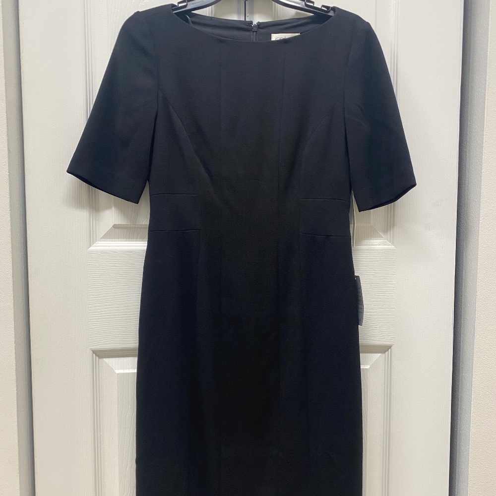 Eliza J Black Bateau Crepe Sheath Dress Size 4